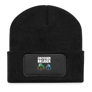 Grosser Bruder Traktor - Recycelte Patch Beanie - Schwarz - Vorne
