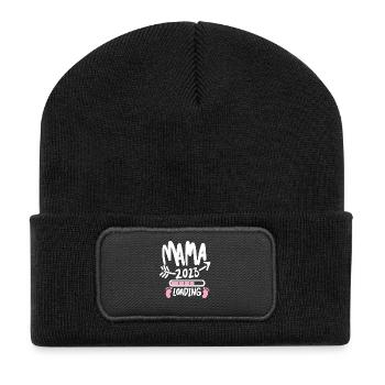 Mama 2023 loading - Werdende Mutter 2023 - Recycelte Patch Beanie - Schwarz - Vorne