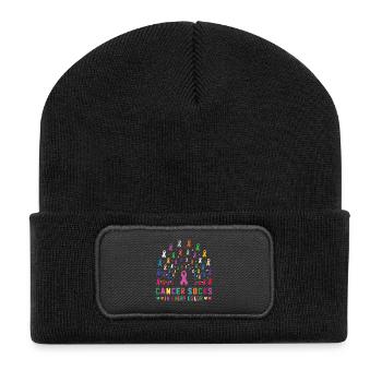 Sensibilisation au cancer Le cancer aspire toutes les couleurs - Beanie recyclé à patch - noir - Devant