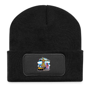 Bagger Kran 3. Geburtstag - 3 Jahre Jungen Shirt - Recycelte Patch Beanie - Schwarz - Vorne