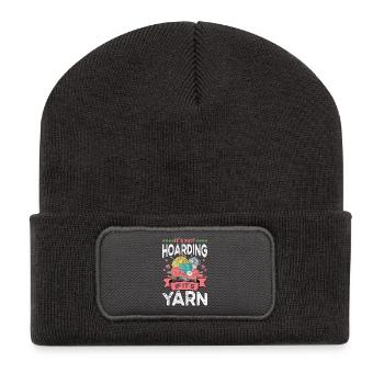 Knitting Yarn Wool Stash Crochet - Recycled Patch Beanie - dark grey - Front