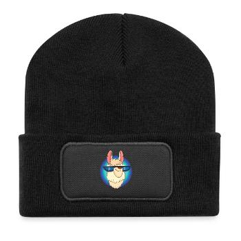 Cool llama with cool glasses - Recycled Patch Beanie - black - Front