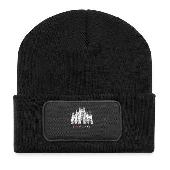 Mailand Mailänder Dom Italien Liebe I Love Milano - Recycelte Patch Beanie - Schwarz - Vorne