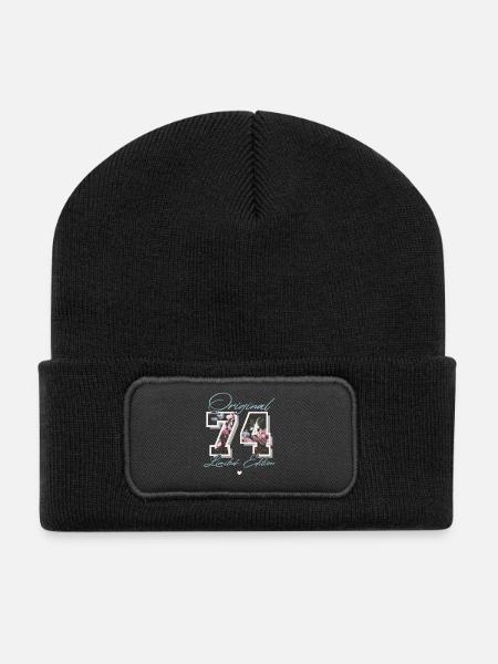 1974 Jahrgang Geburtsjahr Geburtstag Blumen - Recycelte Patch Beanie - Schwarz