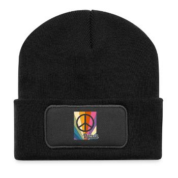 Paix Paix Liberté Pas de guerre Signe de paix - Beanie recyclé à patch - noir - Devant