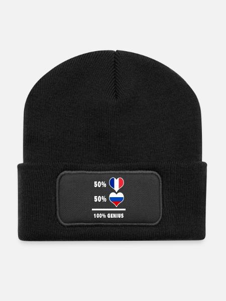 Frankreich und Russland Genial / Geschenk - Recycelte Patch Beanie - Schwarz