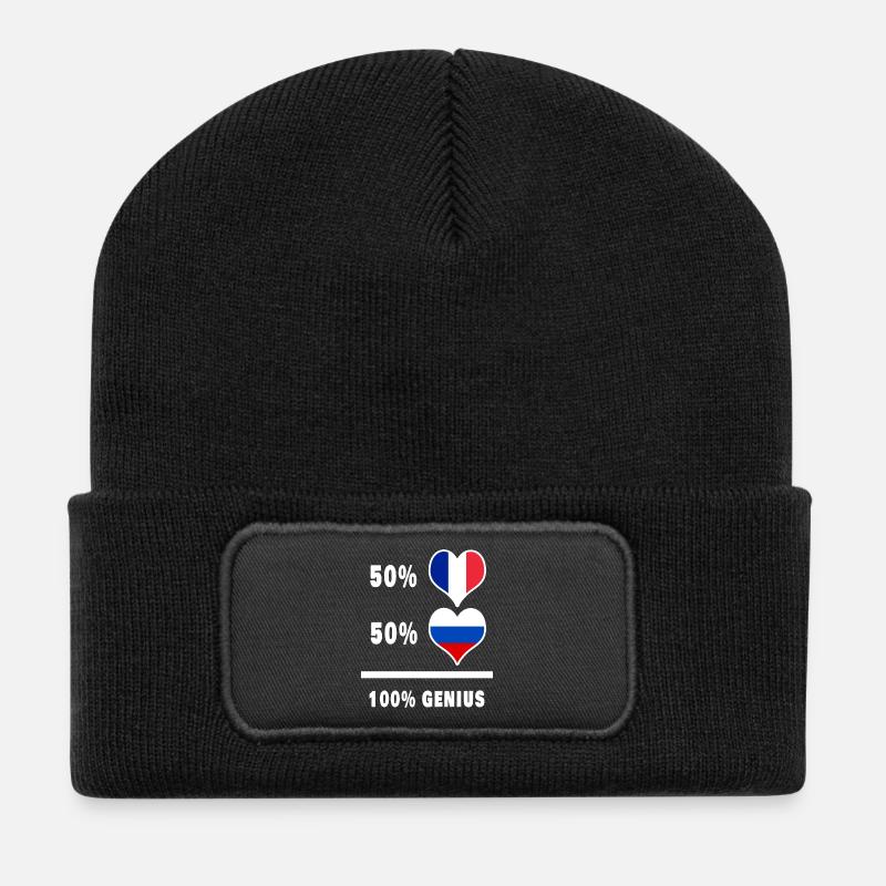 Frankreich und Russland Genial / Geschenk - Recycelte Patch Beanie - Schwarz