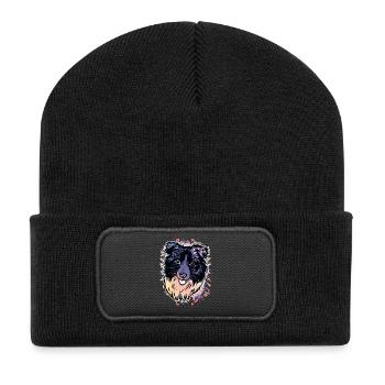 Border Collie Splashes of Color - Recycled Patch Beanie - black - Front