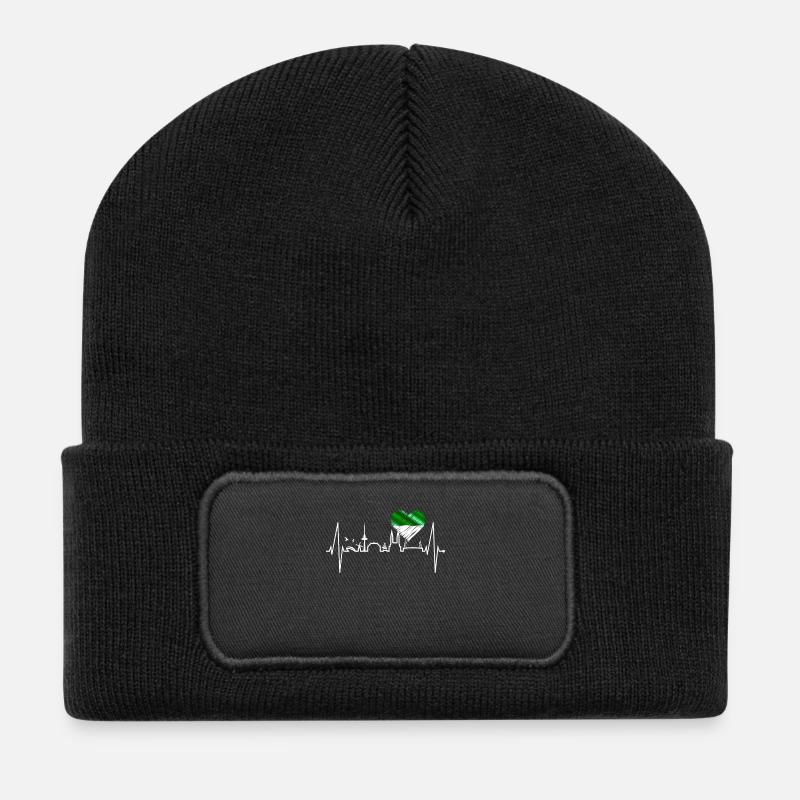 Bremen Skyline Bremer Herzschlag Fan Herz Liebe - Recycelte Patch Beanie - Schwarz