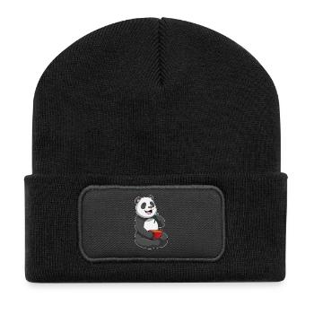 Cuisine de ramen de chef panda - Beanie recyclé à patch - noir - Devant