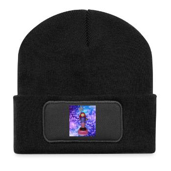 Glitzerstern Figurensommer - Recycelte Patch Beanie - Schwarz - Vorne