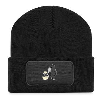 Corbeau avec bébé corbeau - Beanie recyclé à patch - noir - Devant