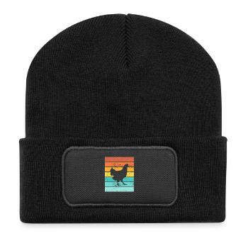 Amateur de poulet Farmer Retro vintage Idée cadeau - Beanie recyclé à patch - noir - Devant