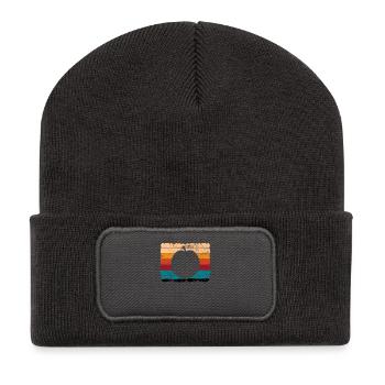 Apricot Fruit Lover Retro Veggie Diet Gift idea - Recycled Patch Beanie - dark grey - Front