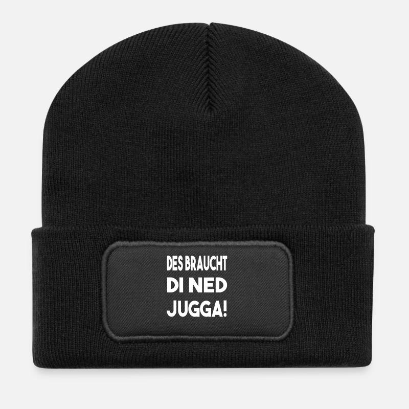 Schwäbisch Schwaben Schwabe Braucht di ned jugga - Recycelte Patch Beanie - Schwarz