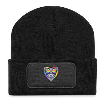 LGBT Cat British Shorthair Rainbow - Recycled Patch Beanie - black - Front
