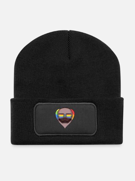 LGBT Tier Schnabeltier Regenbogen - Recycelte Patch Beanie - Schwarz