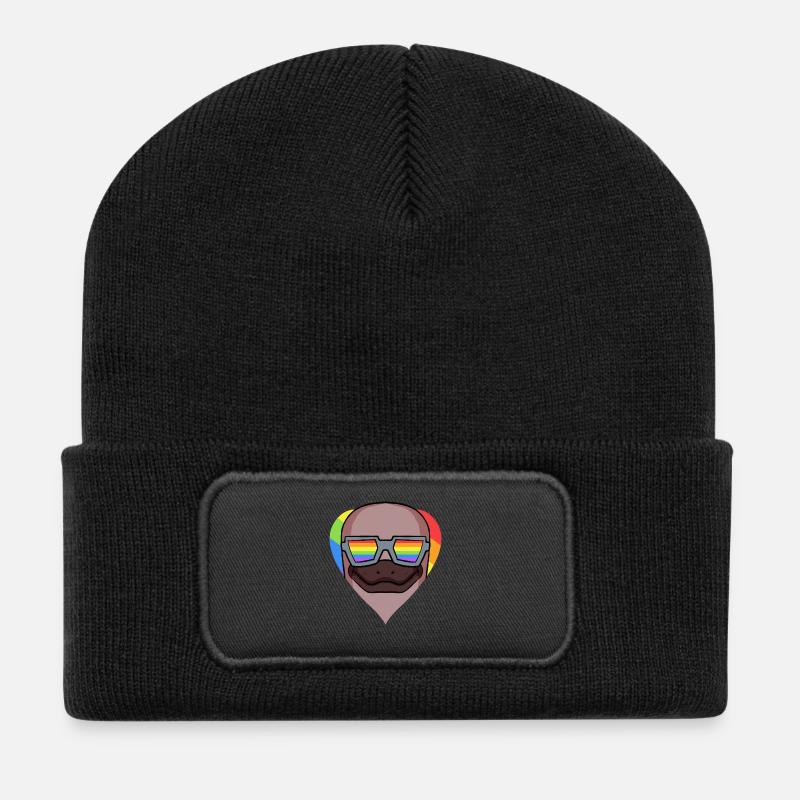 LGBT Tier Schnabeltier Regenbogen - Recycelte Patch Beanie - Schwarz