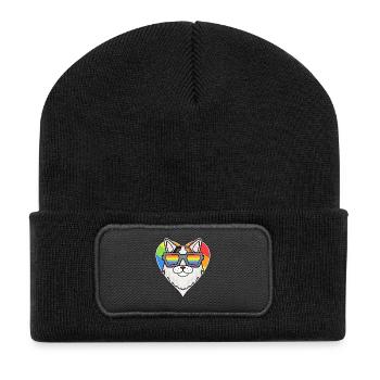 Chat LGBT Turc Van Rainbow - Beanie recyclé à patch - noir - Devant