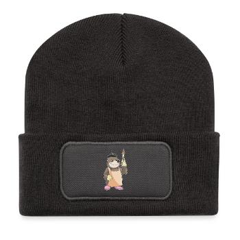 Peinture au pinceau du Peintre Taupe - Beanie recyclé à patch - charbon - Devant