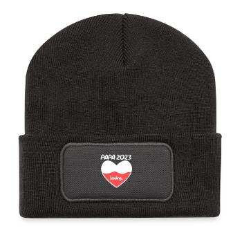 Papa 2023 - Vater 2023 loading - Recycelte Patch Beanie - Dunkelgrau - Vorne