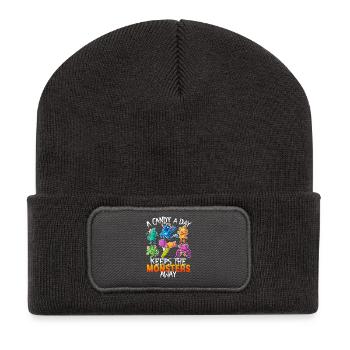 One Candy Per Day Keeps The Montser Far Halloween - Recycled Patch Beanie - dark grey - Front
