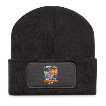 One Candy Per Day Keeps The Montser Far Halloween - Recycled Patch Beanie - dark grey - Front