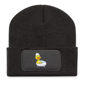 Ente Baden Badewanne - Recycelte Patch Beanie - Dunkelgrau - Vorne