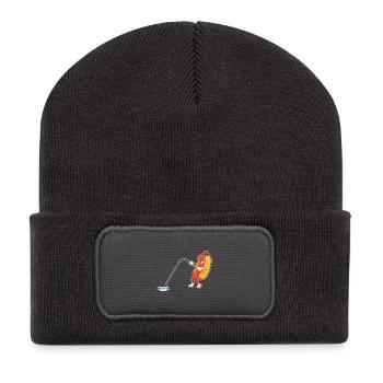 Hotdog Angler Fishing Rod Fishing - Recycled Patch Beanie - dark grey - Front