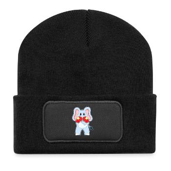 Elefant Boxer Boxhandschuhe Boxen - Recycelte Patch Beanie - Schwarz - Vorne