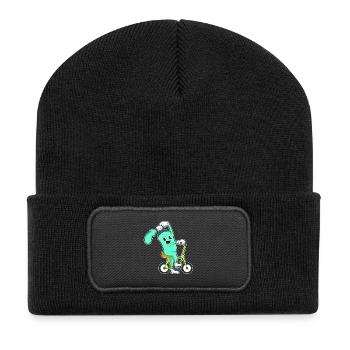 Vélo à bombe aérosol. - Beanie recyclé à patch - noir - Devant