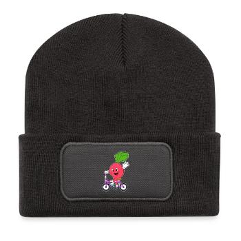 Vélo radis - Beanie recyclé à patch - charbon - Devant