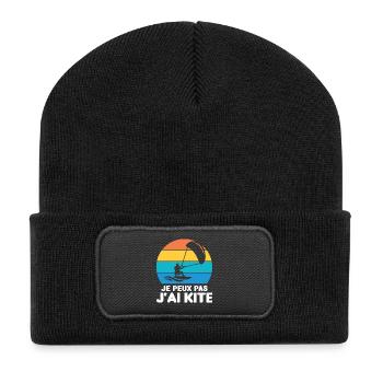 Je Peux Pas J'ai Kite Cadeau Humour - Beanie recyclé à patch - noir - Devant