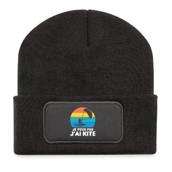 Je Peux Pas J'ai Kite Cadeau Humour - Beanie recyclé à patch - charbon - Devant