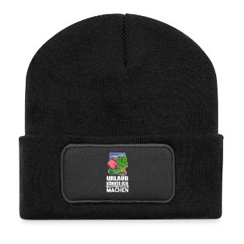 Urlaub Naturliebhaber Camping Zelt - Recycelte Patch Beanie - Schwarz - Vorne