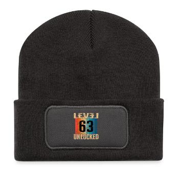 Geburtstag Happy Birthday Level Unlocked 63 Jahre - Recycelte Patch Beanie - Dunkelgrau - Vorne