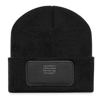 Denglish my english is not the yellow from the egg - Recycelte Patch Beanie - Schwarz - Vorne
