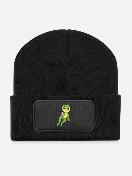 Frosch Jetpack - Recycelte Patch Beanie - Schwarz