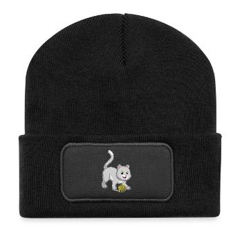 Boule de laine pour chat - Beanie recyclé à patch - noir - Devant