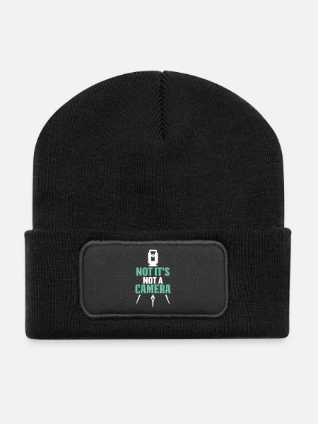 Ironische Botschaftsfotografie - Recycelte Patch Beanie - Schwarz