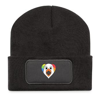 Möwe Lgbt Regenbogen Farben - Recycelte Patch Beanie - Dunkelgrau - Vorne
