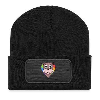 Seelöwe Lgbt Regenbogen Farben - Recycelte Patch Beanie - Schwarz - Vorne