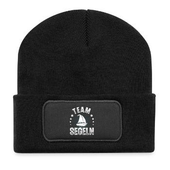 Segeln Segler Segelboot Team Crew - Recycelte Patch Beanie - Schwarz - Vorne