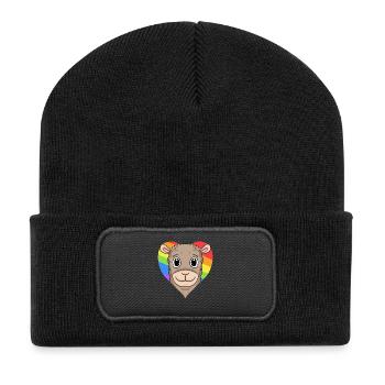 Lama Lgbt Regenbogen Farben - Recycelte Patch Beanie - Schwarz - Vorne