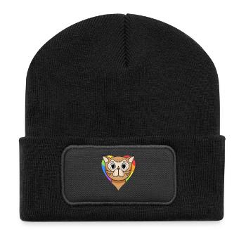 LGBT Cat Persian Cat Rainbow - Recycled Patch Beanie - black - Front