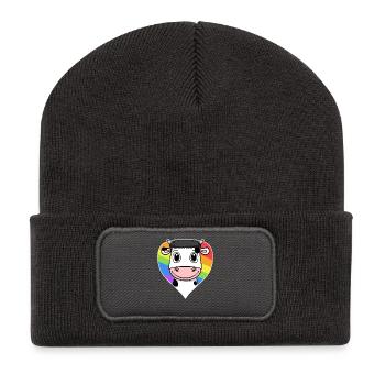 Cow Lgbt Rainbow Colors - Recycled Patch Beanie - dark grey - Front