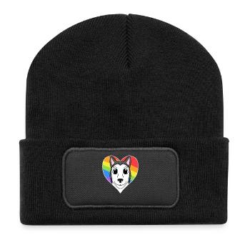 LGBT Dog Siberian Husky Rainbow - Recycled Patch Beanie - black - Front