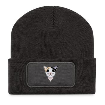 Japanese Bobtail Kopf Katze Katzenbesitzer - Recycelte Patch Beanie - Dunkelgrau - Vorne