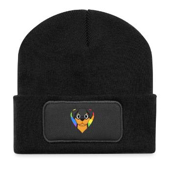 Rottweiler Hund Regenbogen Herz - Recycelte Patch Beanie - Schwarz - Vorne