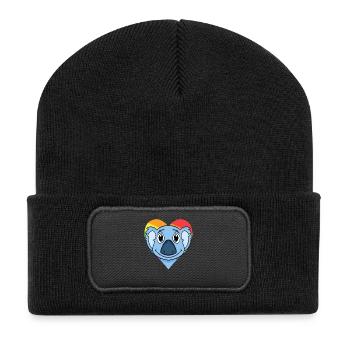 LGBT Animal Koala Arc-en-ciel - Beanie recyclé à patch - noir - Devant